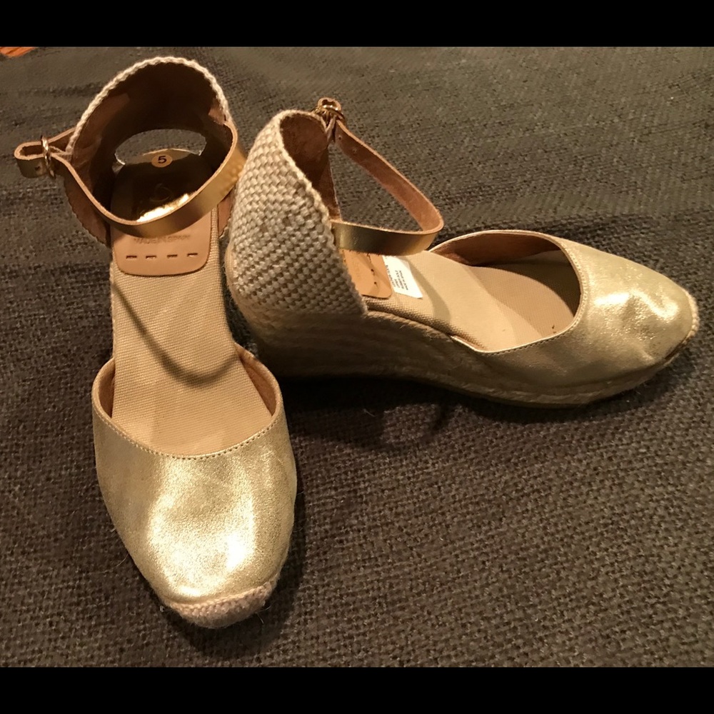 Gold Closed Toe Espadrille Sandals